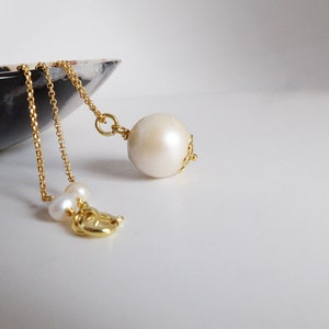 Layered Chain baroque Pearl Drop Bridal Necklace,