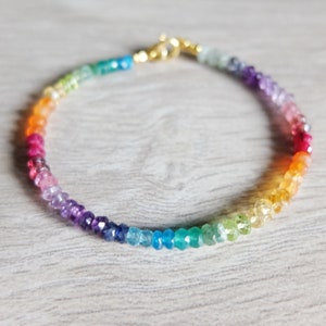 Rainbow gemstone bracelet, shaded vivid color bracelet