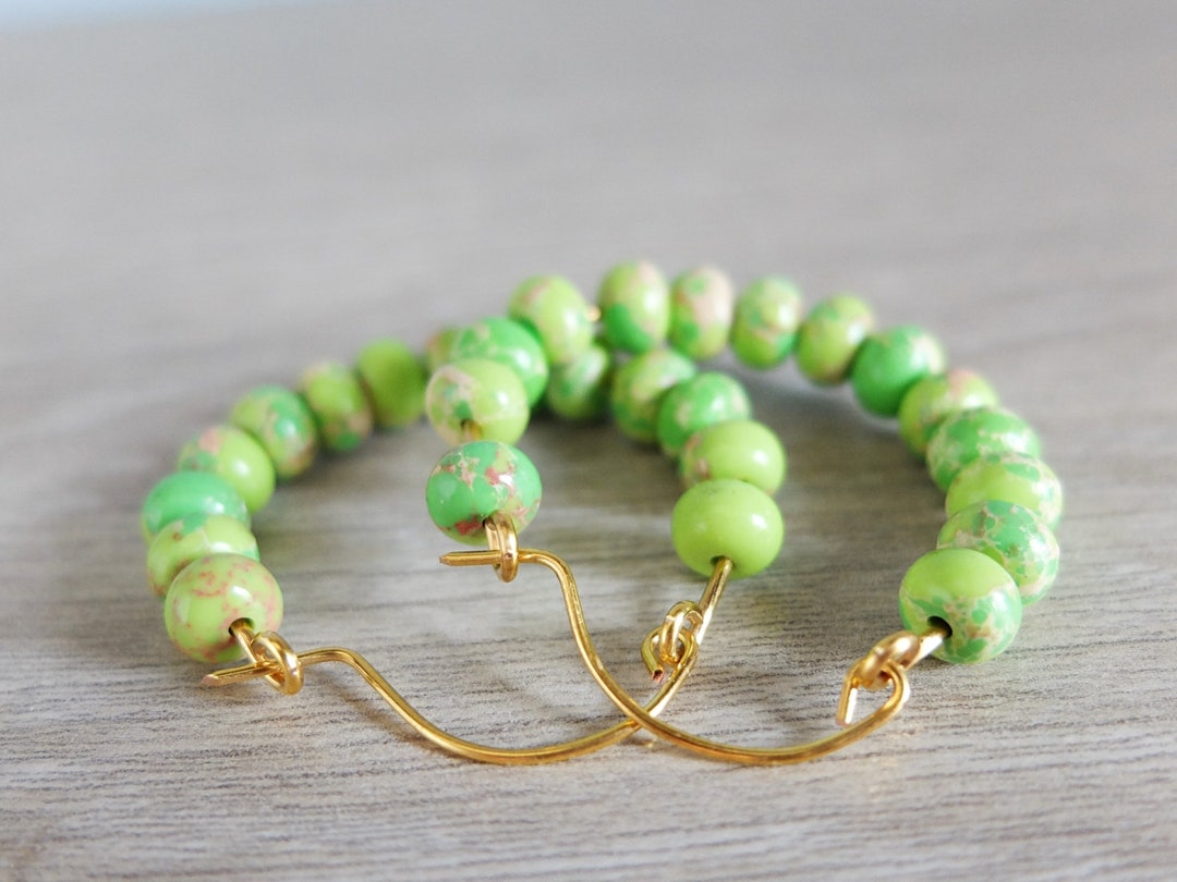 Lime Green Jade Hoop Earrings Large Green Hoops Etsy