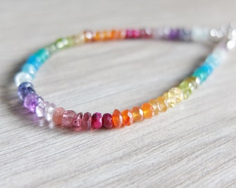 Rainbow gemstone bracelet, ombre gemstone