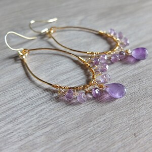 Ohrringe mit Amethyst, Kreise mit Amethyst-Briolette und Unterlegscheiben Bild 10