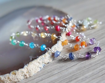 Delicate rainbow gemstone necklace