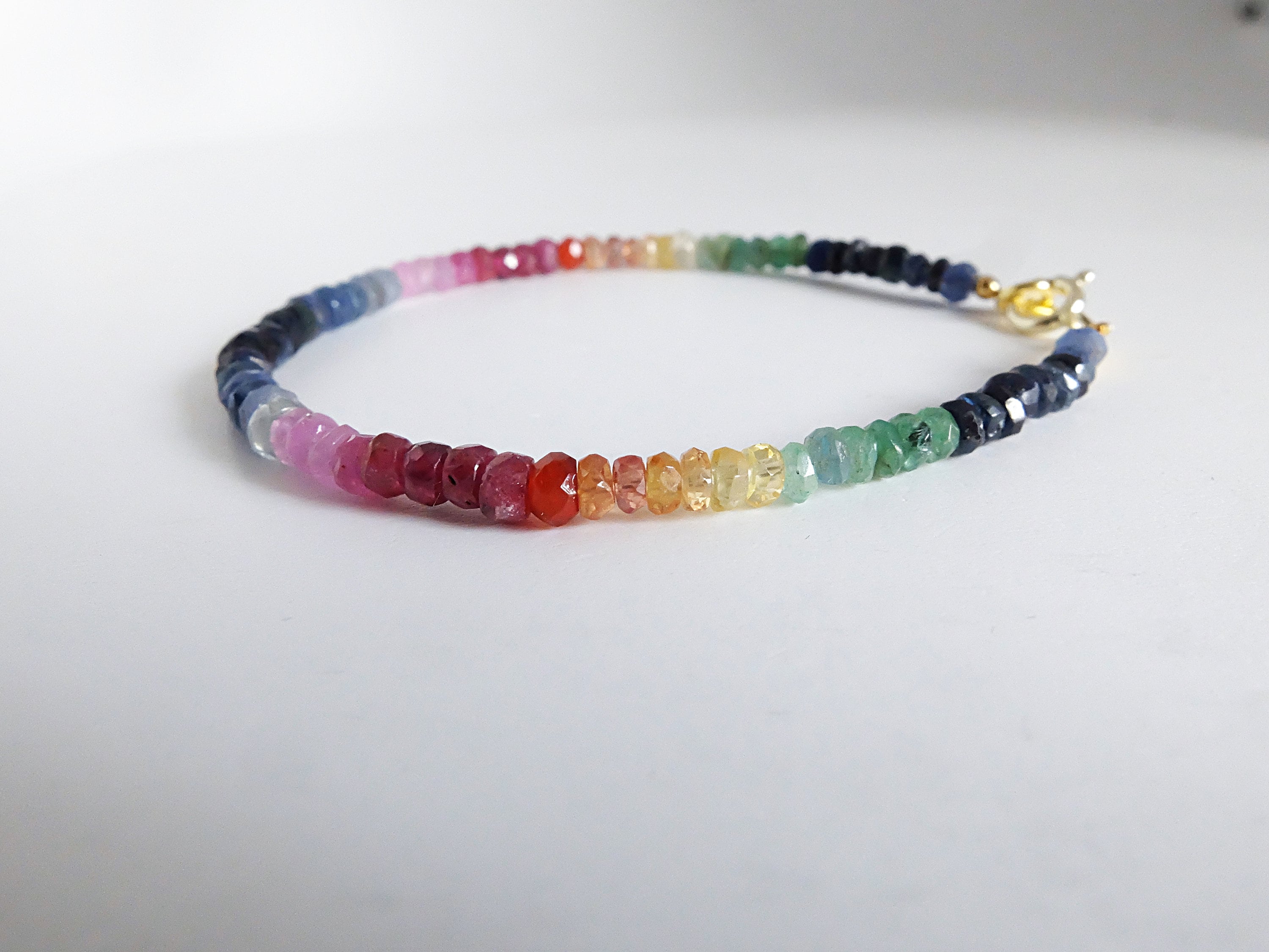 Rainbow sapphire bracelet ruby Emerald Sapphire rainbow | Etsy