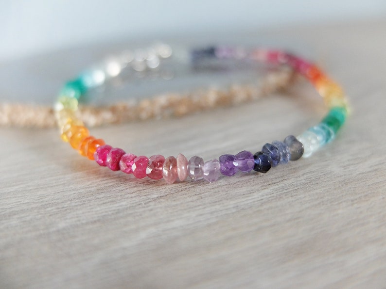Rainbow Gemstone Bracelet Shaded Multi Color Bracelet - Etsy