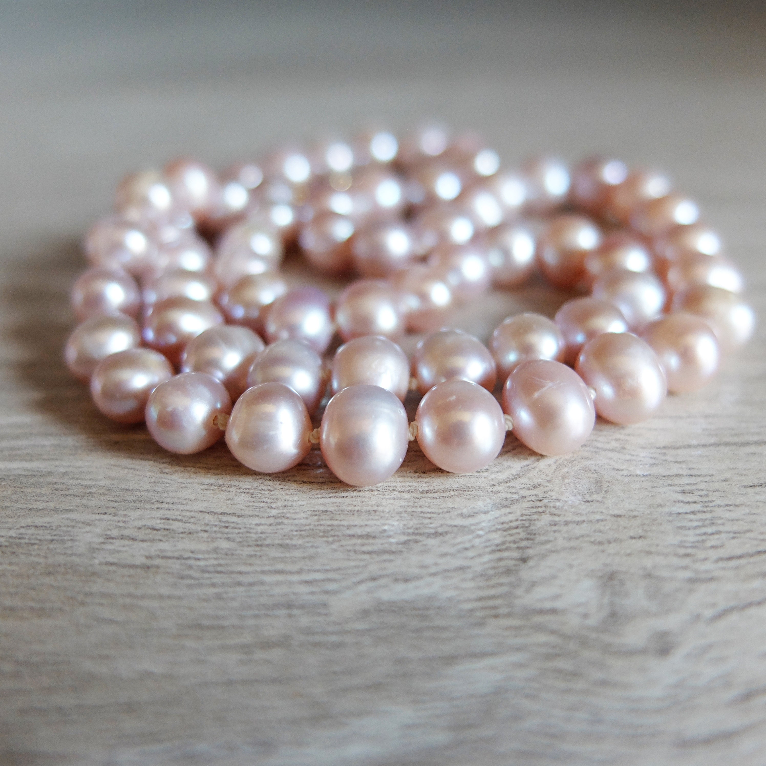 Freshwater Pink Pearl Necklace, Hand Knotted Pearl Necklace - Etsy UK