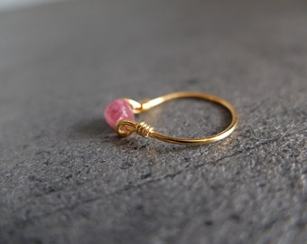 Pink Ruby wire  ring