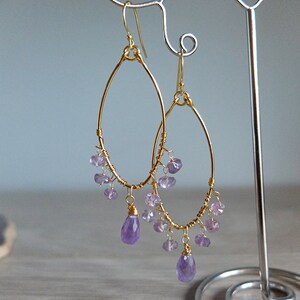 Ohrringe mit Amethyst, Kreise mit Amethyst-Briolette und Unterlegscheiben Bild 4