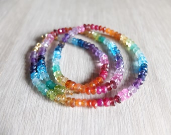 Multi gemstone  rainbow necklace, gold filled clasp