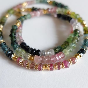 Multi Tourmaline necklace with gold accents