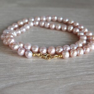 Freshwater Pink Pearl Necklace, Hand Knotted Pearl Necklace - Etsy