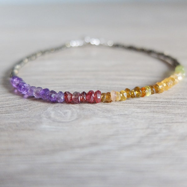 Rainbow  and Pyrite skinny bracelet