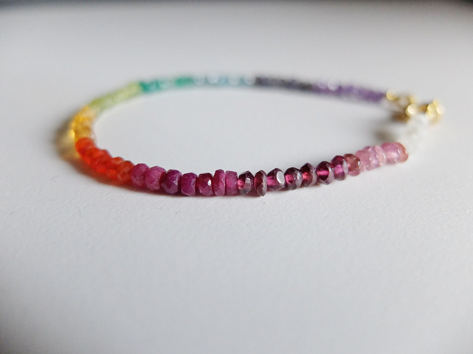 Rainbow gemstone bracelet shaded colorful bracelet | Etsy