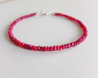 Genuine ,Ruby bracelet ,with silver clasp