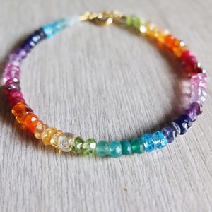 Rainbow gemstone bracelet, shaded vivid color bracelet