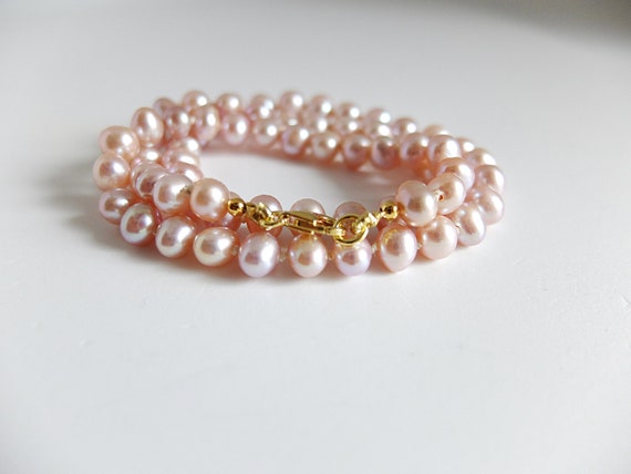 Freshwater pink pearl necklace hand knotted pearl necklace | Etsy