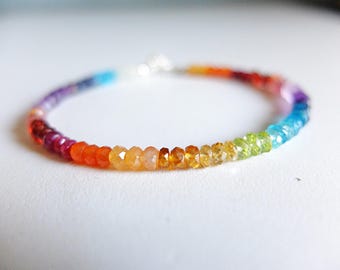 Rainbow gemstone bracelet, shaded  colorful  bracelet