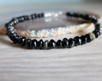 Raw  black and petrol green  tourmaline bracelet