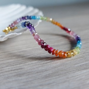 Rainbow gemstone bracelet, shaded vivid color bracelet