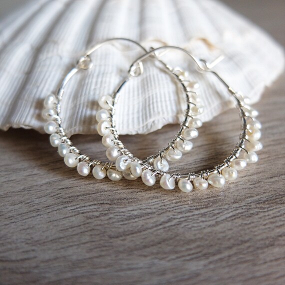 SILVER925 PEARL HOOP EARRINGS /シルバー/ピアス Pearl_Hoop_Earrings_Silver_Vie