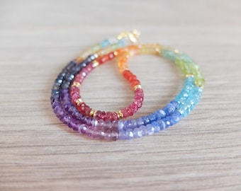 Multi gemstone rainbow necklace