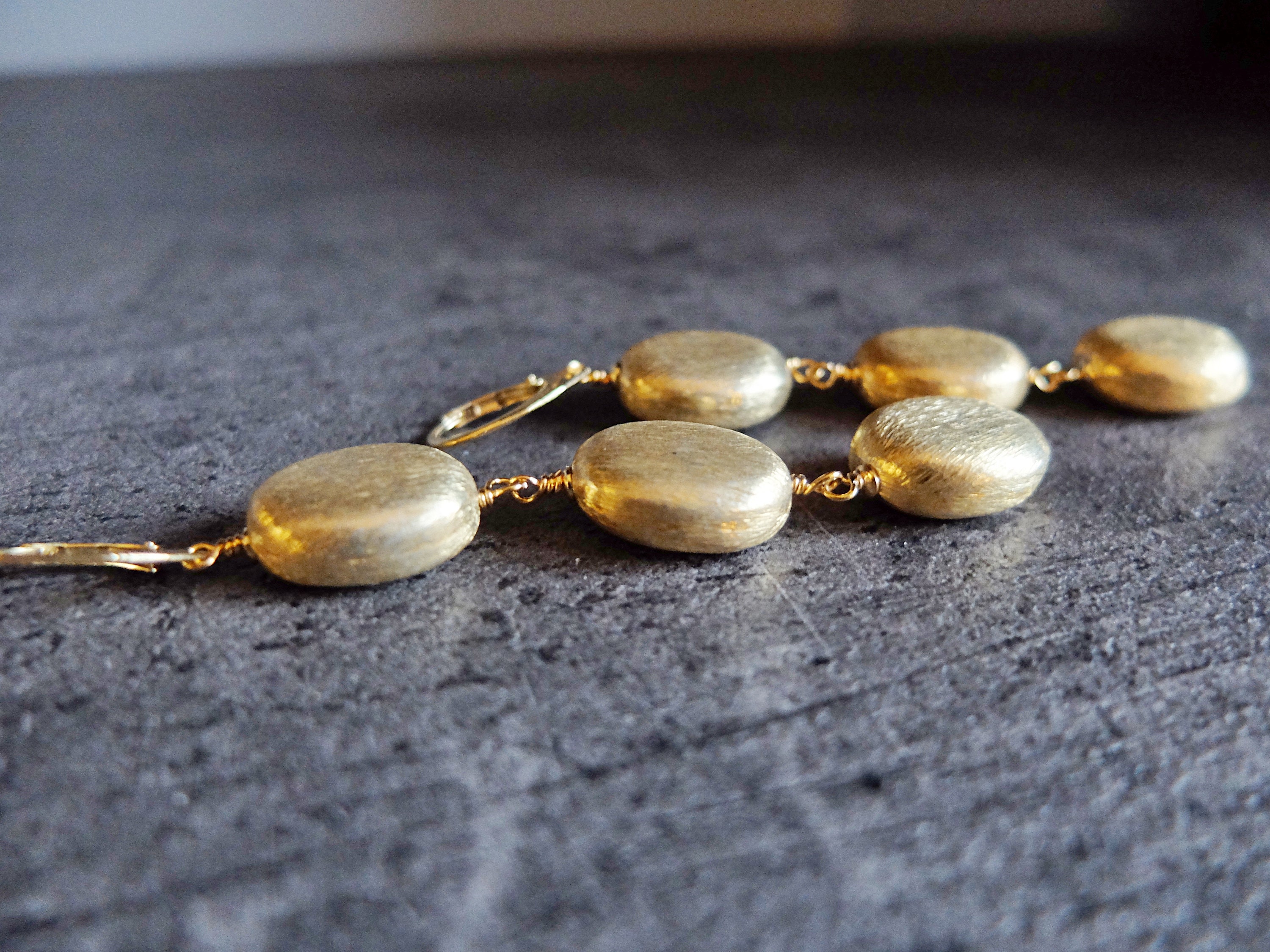 Brushed Gold Earrings gold long pendant Etsy