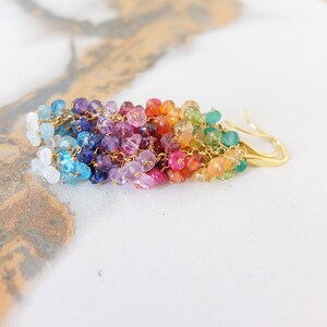 Rainbow cluster gemstone earrings