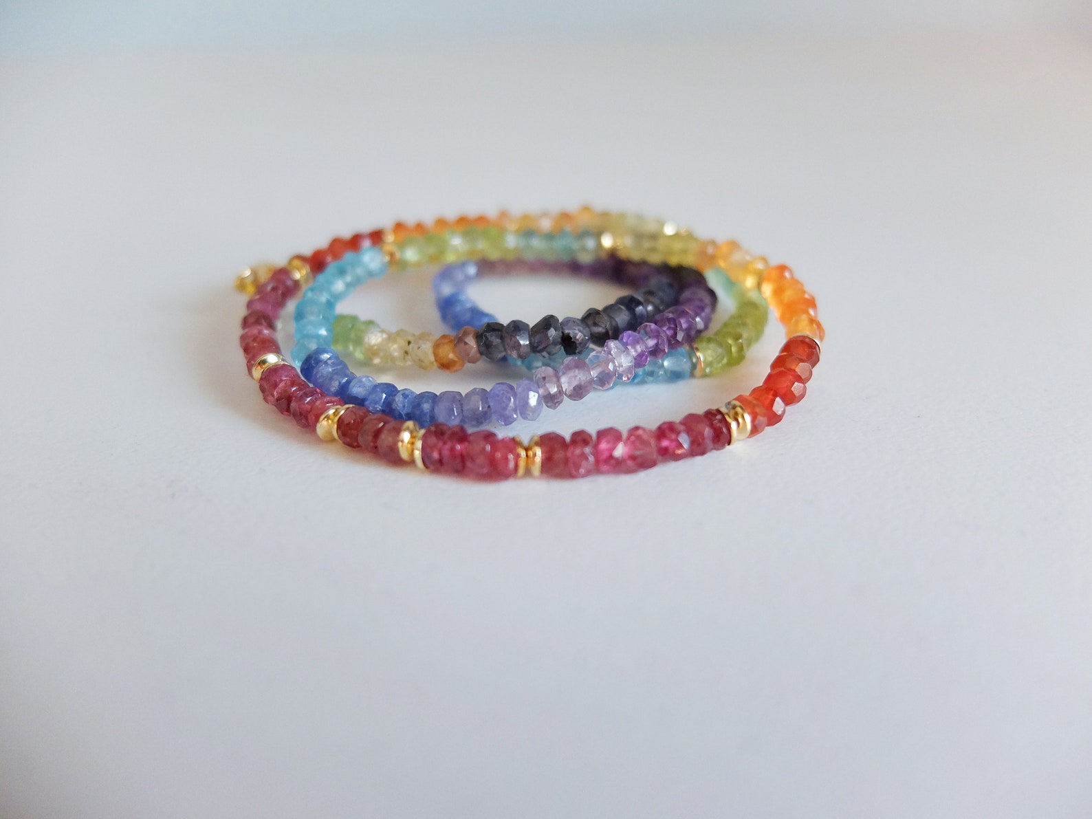 Multi Gemstone Rainbow Necklace Etsy