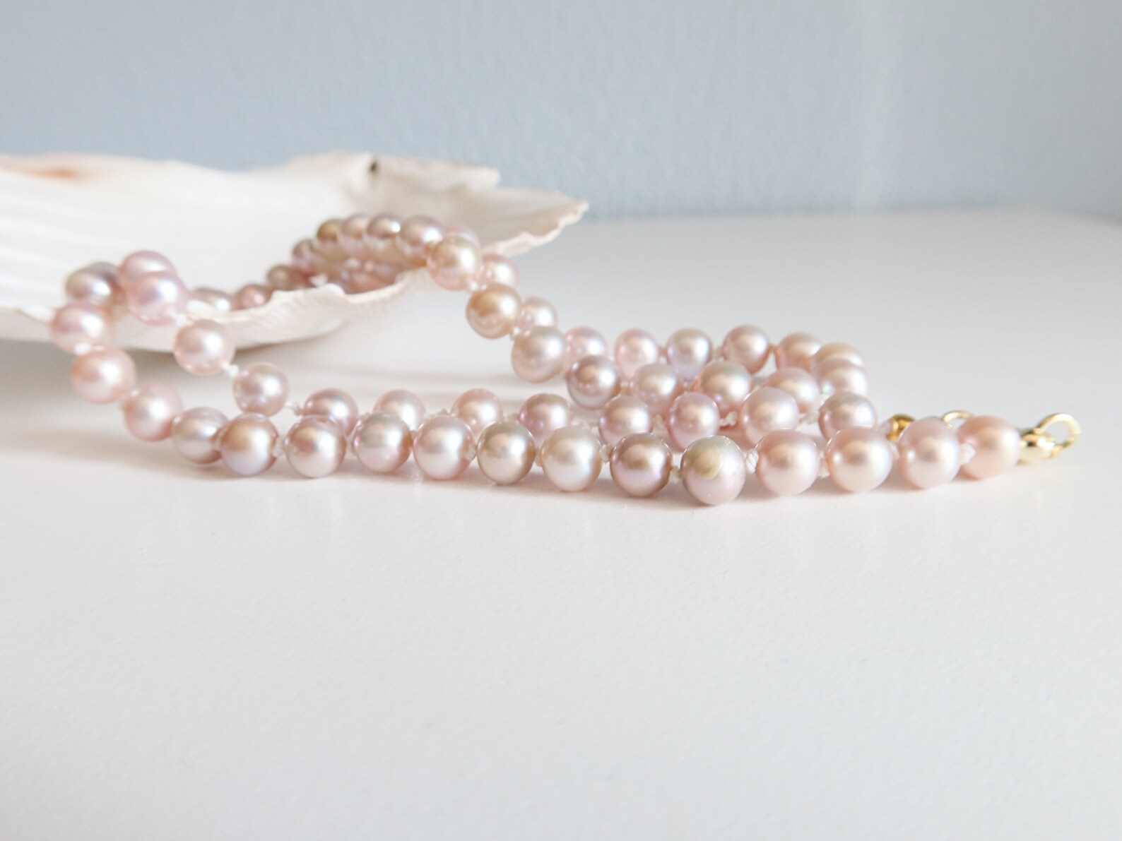 Freshwater Pink Pearl Necklace Hand Knotted Pearl Necklace | Etsy