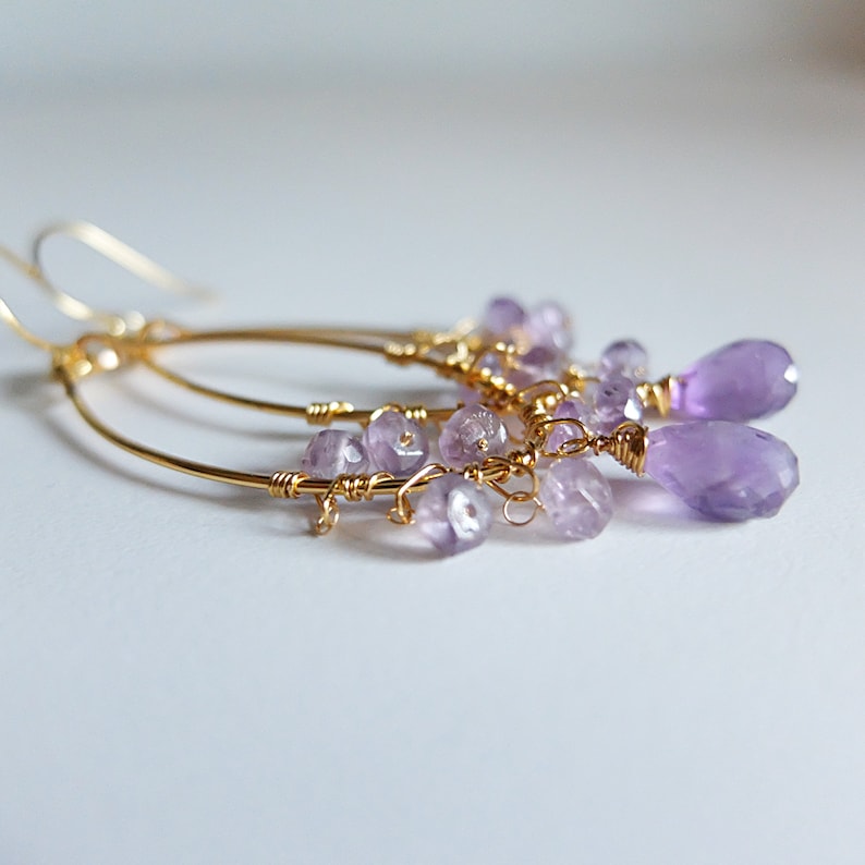 Ohrringe mit Amethyst, Kreise mit Amethyst-Briolette und Unterlegscheiben Bild 6