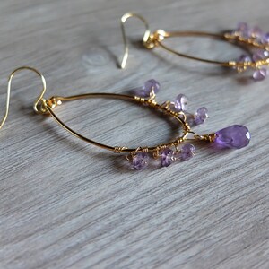 Ohrringe mit Amethyst, Kreise mit Amethyst-Briolette und Unterlegscheiben Bild 3