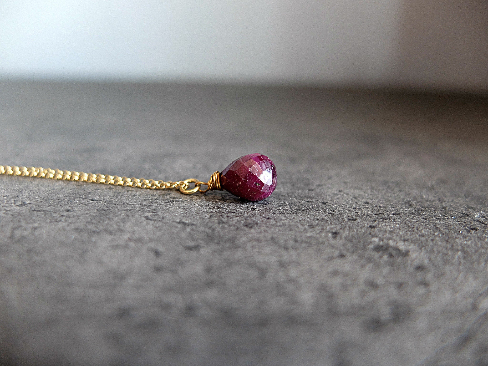 Ruby Drop Necklace Etsy Australia