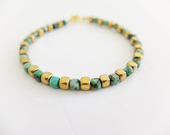 Turquoise and Pyrite  bracelet