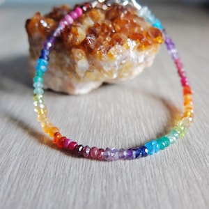 Ombre Rainbow Gemstone Bracelet,Multi Gemstone Bracelet