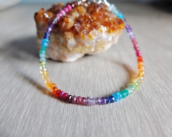 Ombre Rainbow Gemstone Bracelet,Multi Gemstone Bracelet