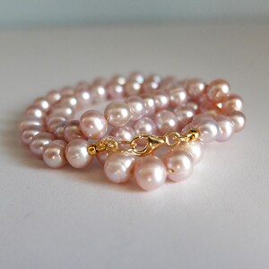 Freshwater Pink Pearl Necklace, Hand Knotted Pearl Necklace - Etsy