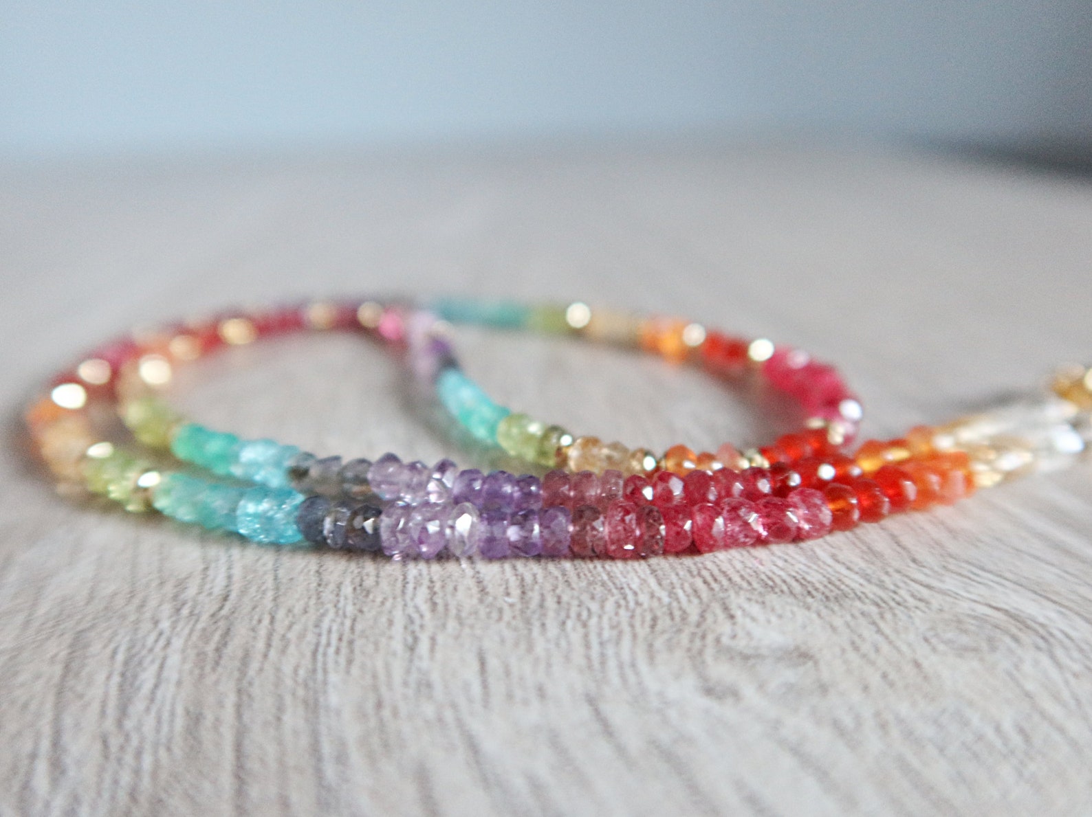 Multi Gemstone Rainbow Necklace | Etsy