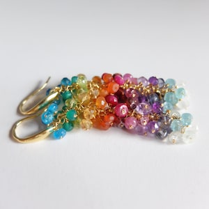 Rainbow cluster gemstone earrings