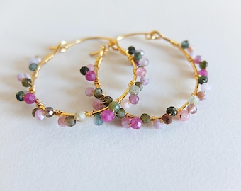 Tiny Tourmaline Hoop earrings