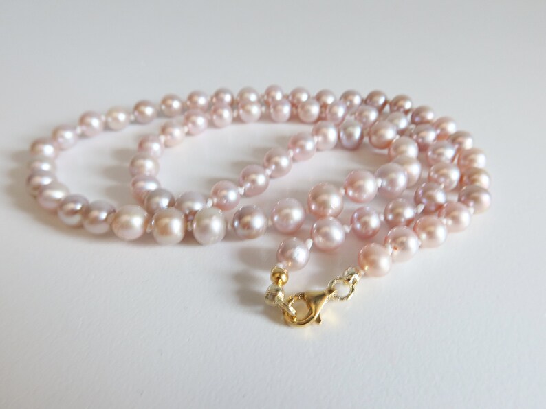 Freshwater Pink Pearl Necklace Hand Knotted Pearl Necklace | Etsy
