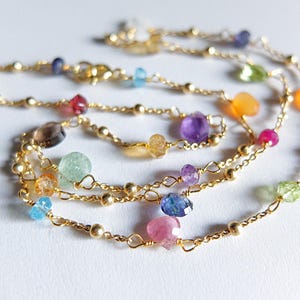 Multi briolette gemstone gold filled necklace, Tourmaline necklace