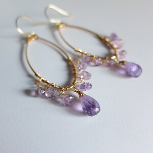 Ohrringe mit Amethyst, Kreise mit Amethyst-Briolette und Unterlegscheiben Bild 8