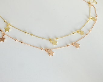 Dainty star necklace in gold  filling