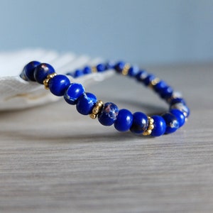 Lapis Lazuli  Bracelet with gold filled daisy spacers