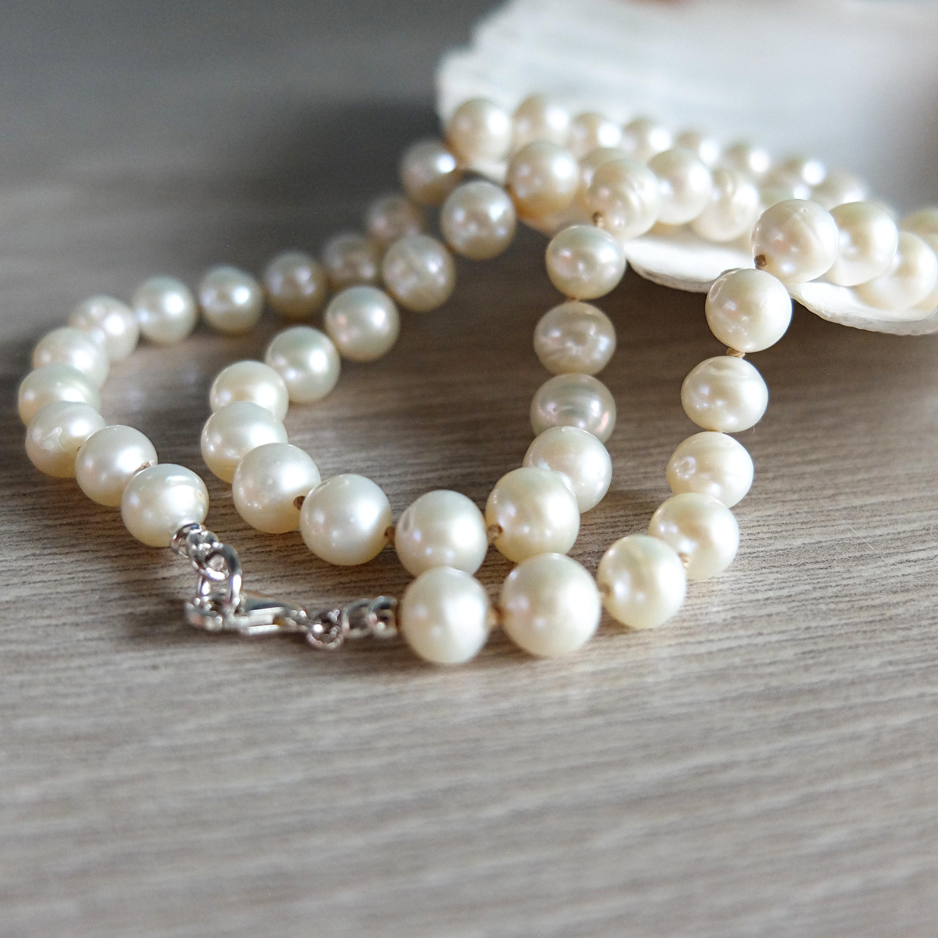 BBTO Collana Girocollo in Perle di Imitazione Bianche per Donne, 18 mm