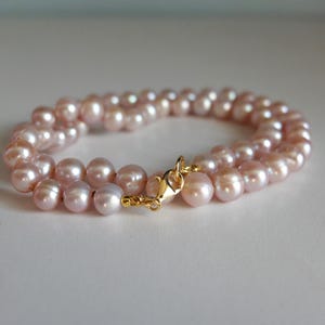 Freshwater Pink Pearl Necklace, Hand Knotted Pearl Necklace - Etsy