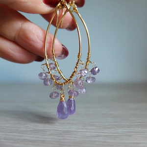 Ohrringe mit Amethyst, Kreise mit Amethyst-Briolette und Unterlegscheiben Bild 5