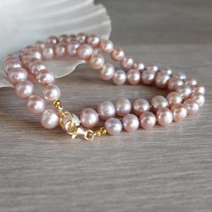 Freshwater Pink Pearl Necklace, Hand Knotted Pearl Necklace - Etsy