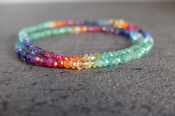 Emerald Gemstone Rainbow Nwcklace | Etsy