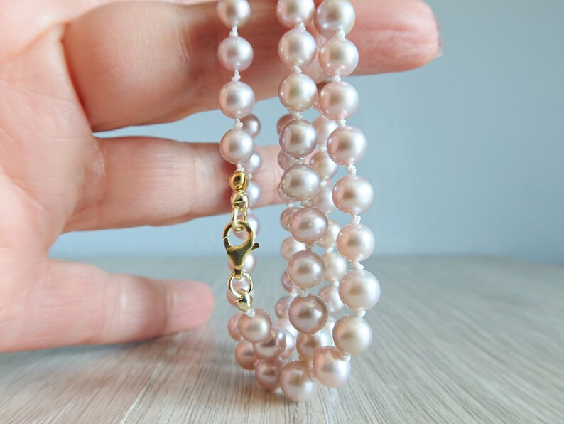 Freshwater Pink Pearl Necklace Hand Knotted Pearl Necklace | Etsy