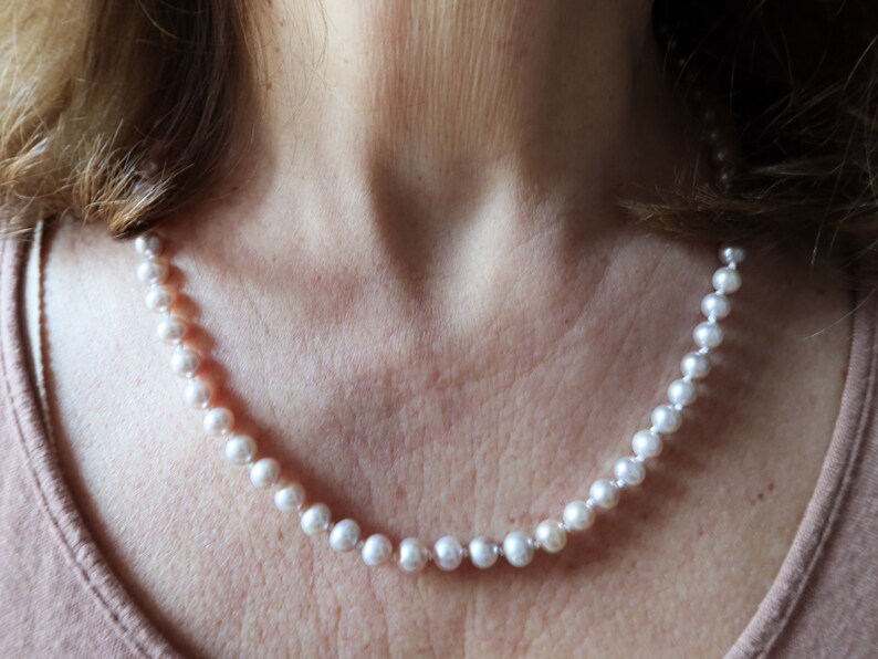 Freshwater Pink Pearl Necklace Hand Knotted Pearl Necklace | Etsy